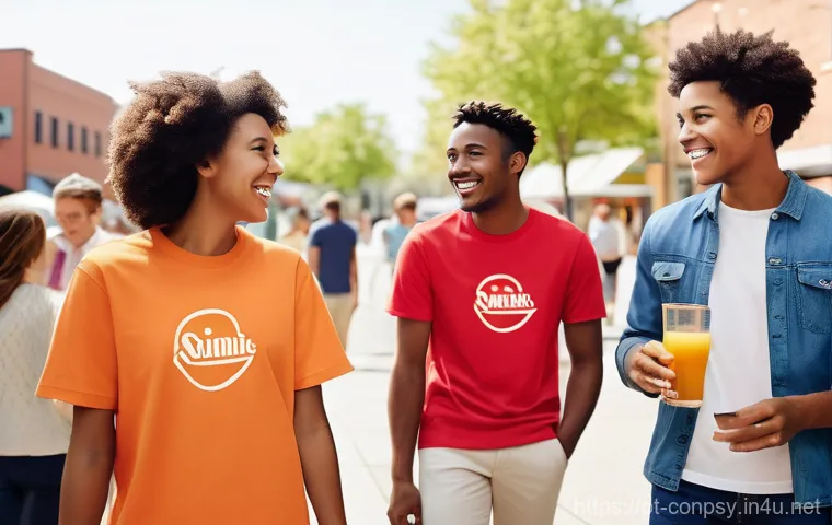 브랜드 이미지와 감정 경제학 - **Prompt:** "A vibrant and diverse group of adults and teenagers (all respectfully and stylishly dre...