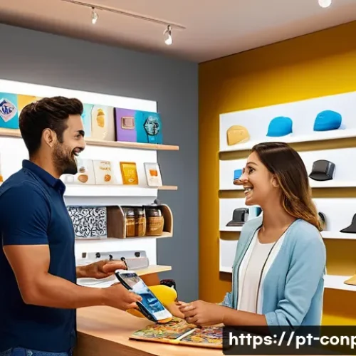 Home 32 감정적 요소를 활용한 판매 촉진 전략 - A vibrant retail scene inside a modern Brazilian boutique store, showcasing diverse customers happil...