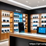 Home 19 가격 대비 가치 인식의 심리학 - A sleek, modern Brazilian urban shopping scene showcasing a premium smartphone display in a high-end...
