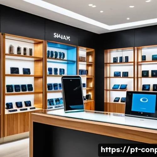 Home 31 가격 대비 가치 인식의 심리학 - A sleek, modern Brazilian urban shopping scene showcasing a premium smartphone display in a high-end...